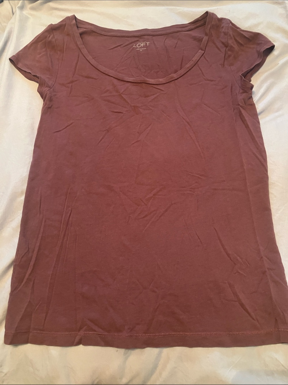 LOFT Scoop Neck Short Sleeve Tee in Dusty Mauve